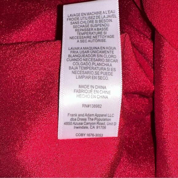 NWT Dress The Population Coby Long Sleeve Cut Out Front Knot Red Dress SMALL - Picture 6 of 9